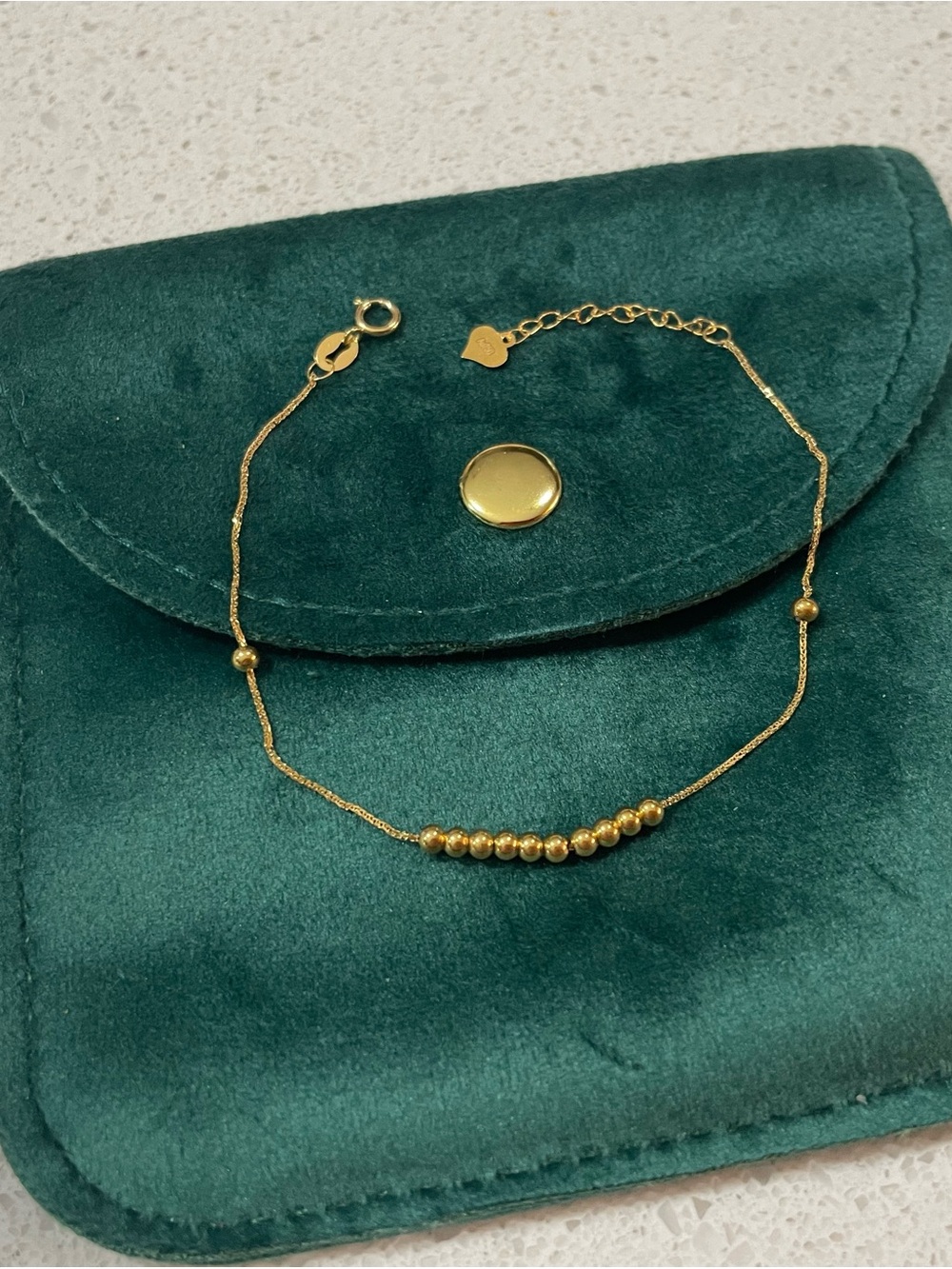 Dainty 18K Gold Bracelet • AU750 Real Gold Everyday Bracelet - Chopin Chain Bead